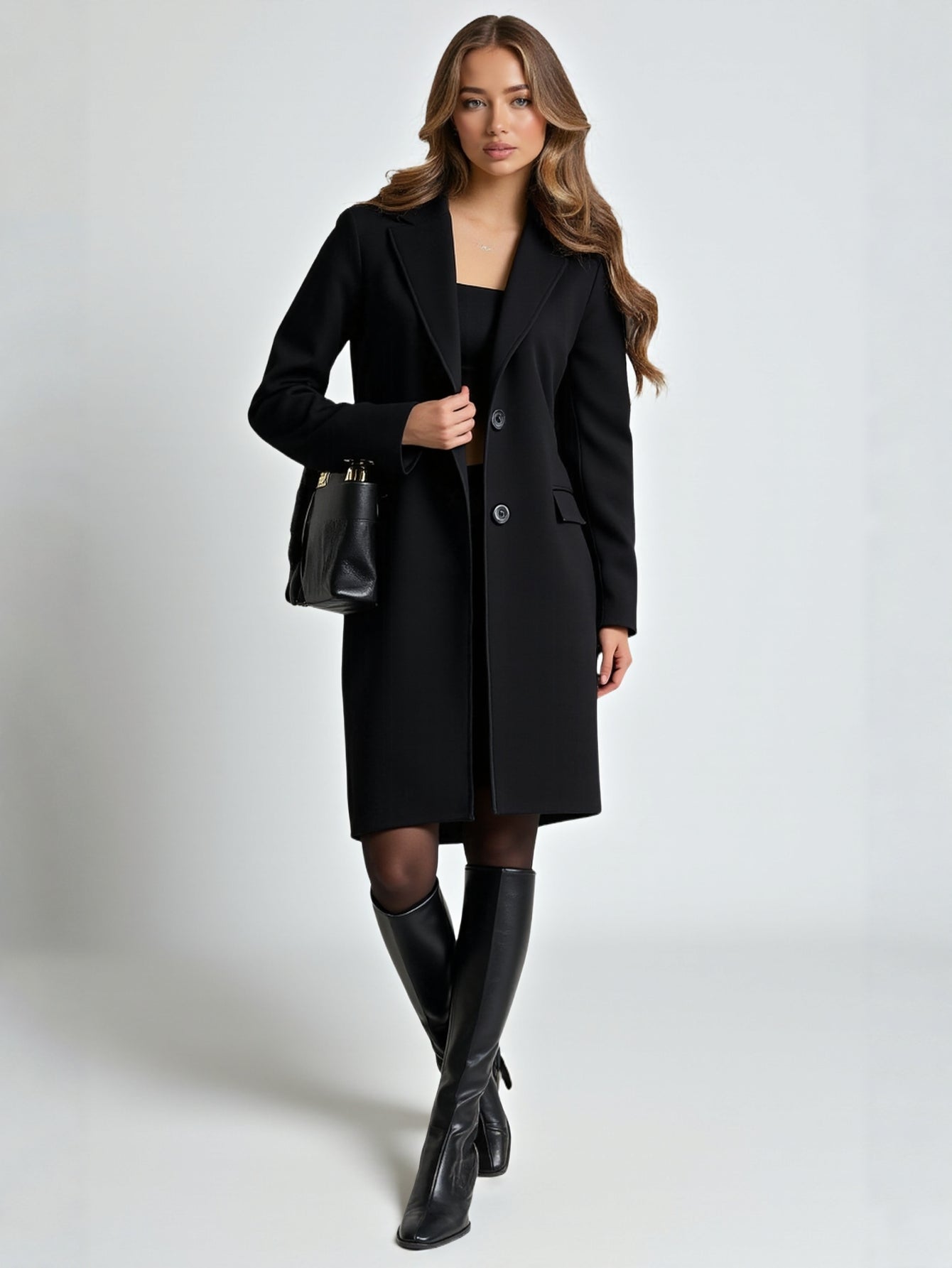 Women's Coats Winter Fashion Comfortable Decent 2025 Plain Mid-length Minimalism Lapel Long Sleeve Street Daily Coats