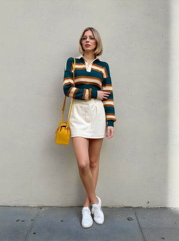 Trekking Green Dark Orange Light Yellow Stripes