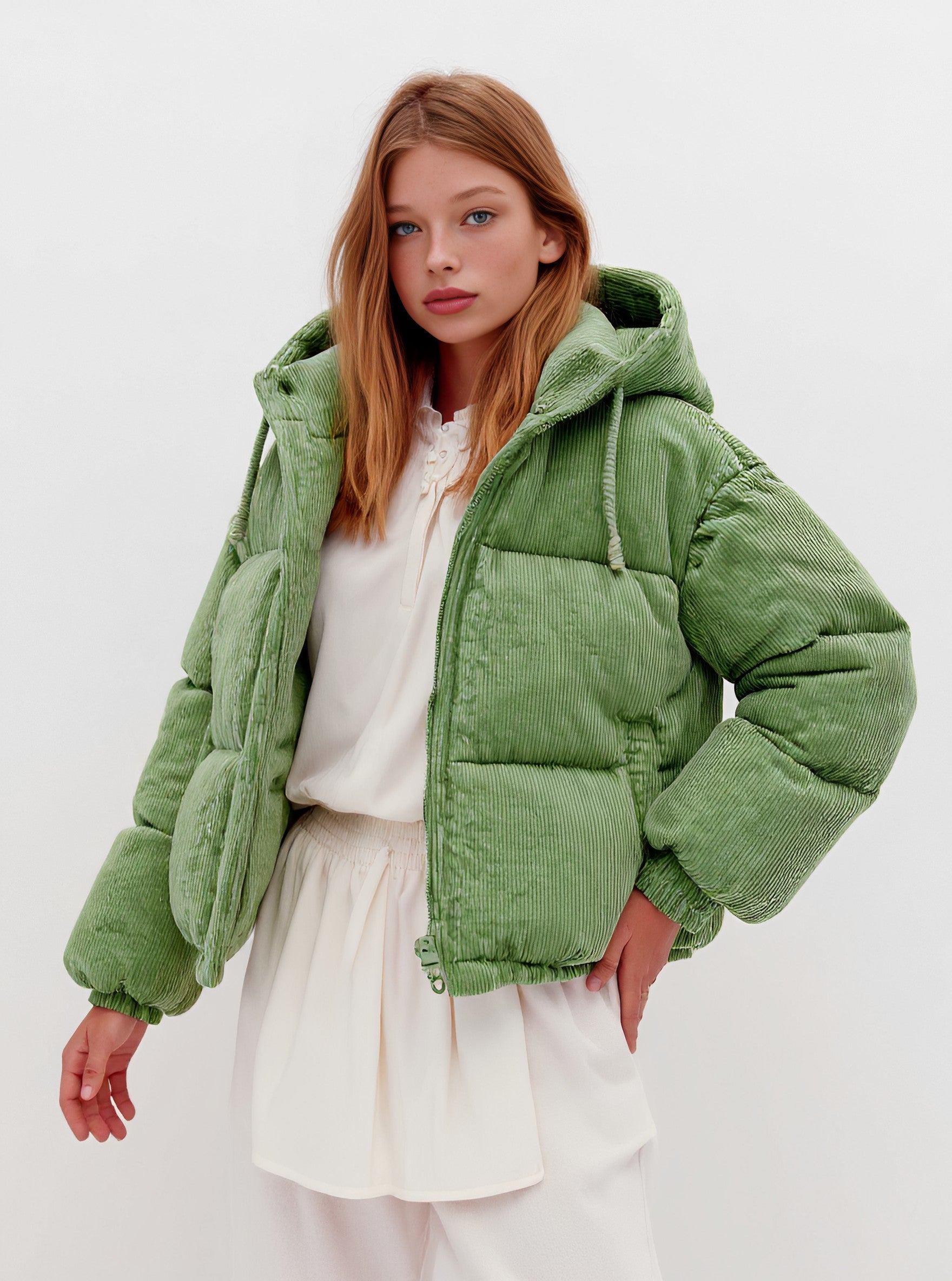 Cotton-Padded Jacket Long Sleeve Casual Style Winter Clothes Straight Sleeve Design Regular Length Women's Top