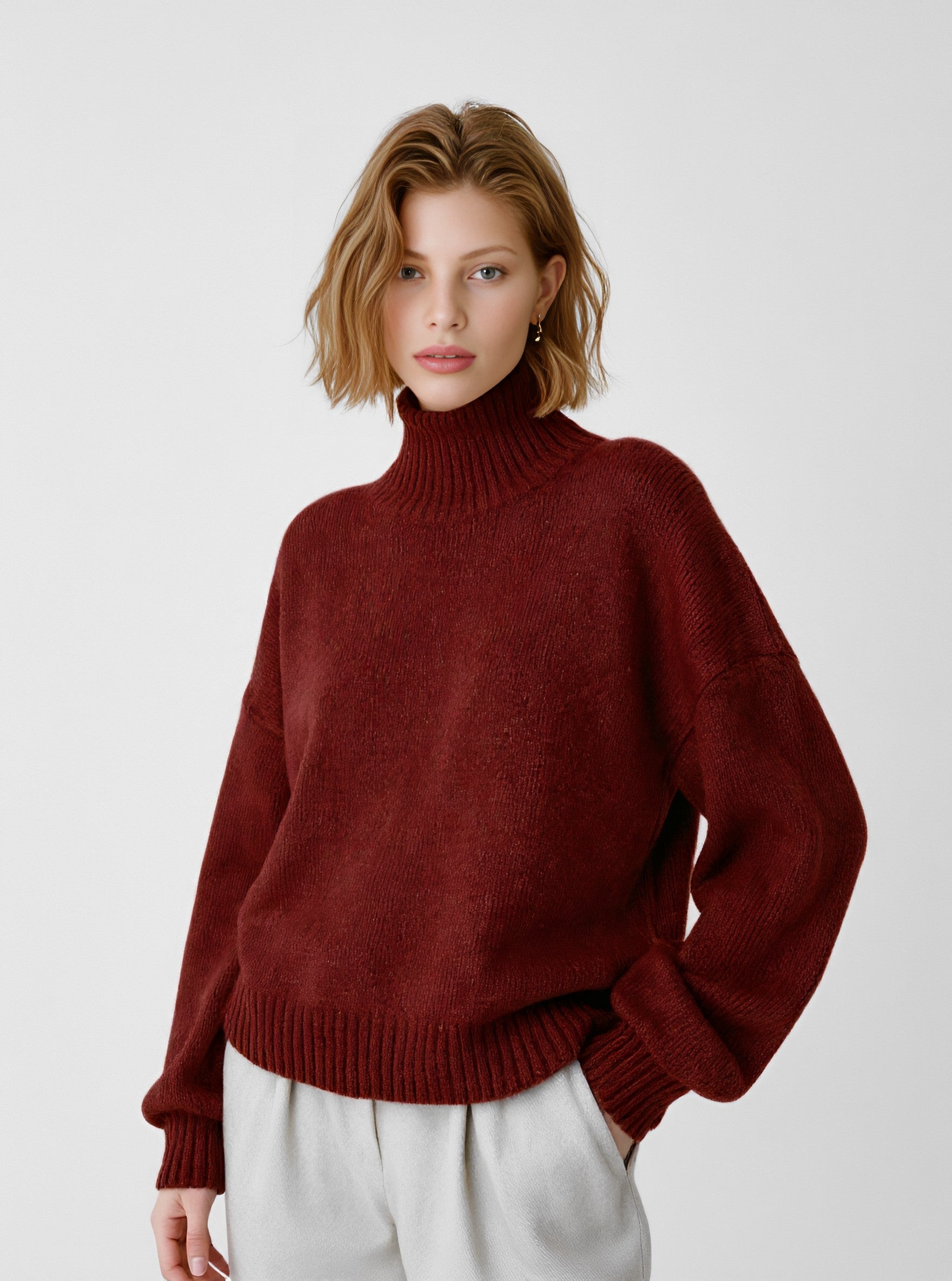 Loose Long Sleeve High Collar Straight Sleeve Winter Sweater Casual Style Regular Length Women's Top Fashion Clothes