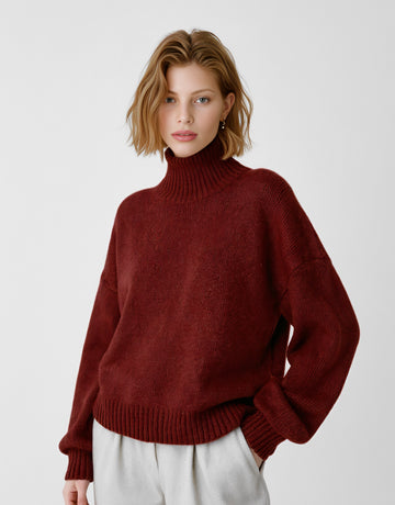 Loose Long Sleeve High Collar Straight Sleeve Winter Sweater Casual Style Regular Length Women's Top Fashion Clothes