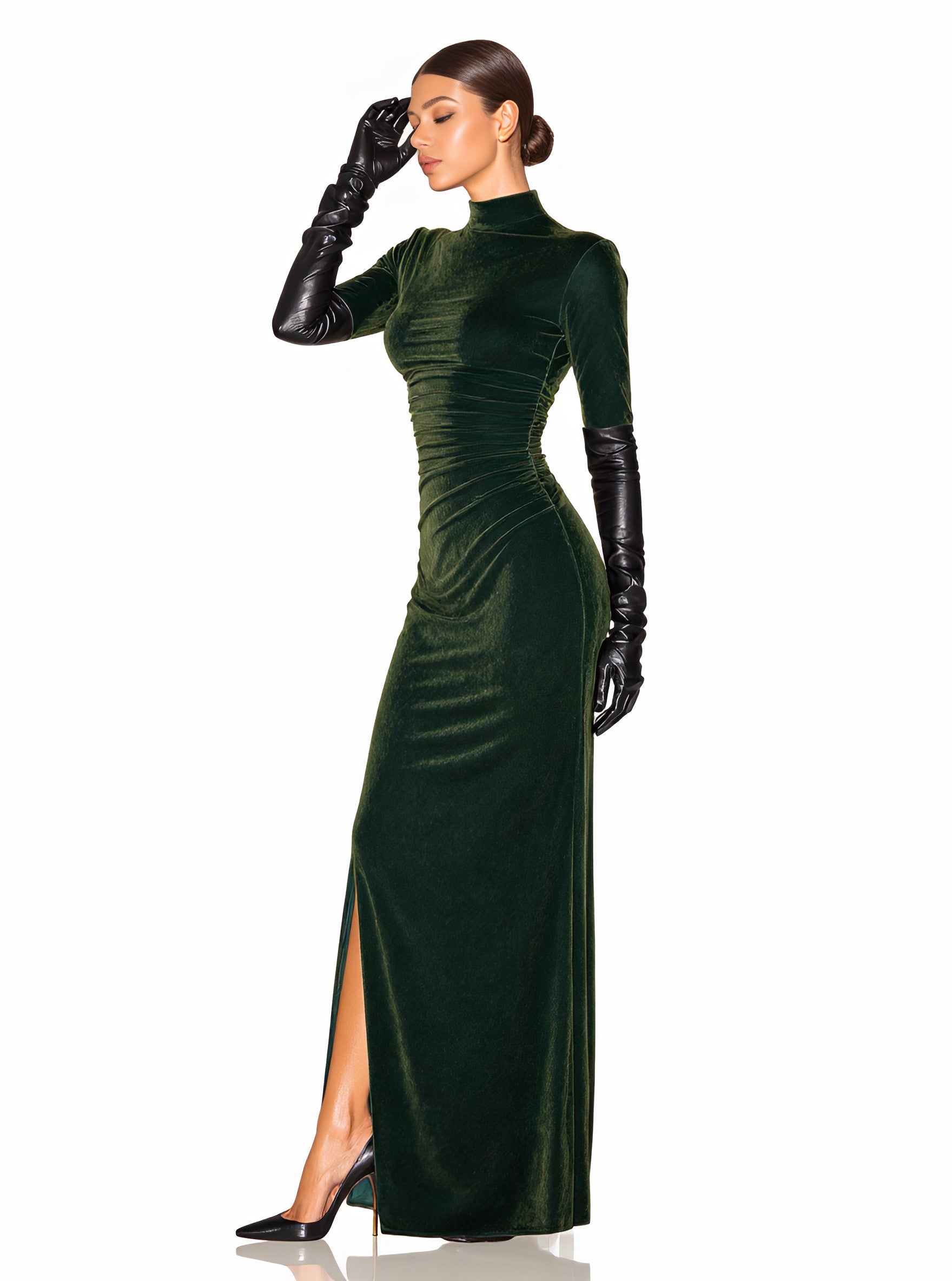 Autumn High Collar A-Line Dress Mid-Length Straight Sleeve Casual Fit Women's Dress Fashionable Elegant Style