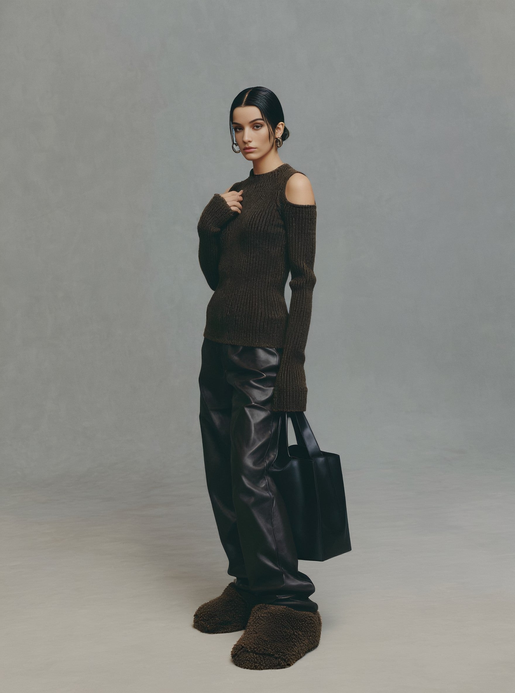 Winter Sweater Tight Fit Long Sleeve Round Neck Casual Style Straight Tube Sleeve Regular Length Women's Top Fashion Clothes