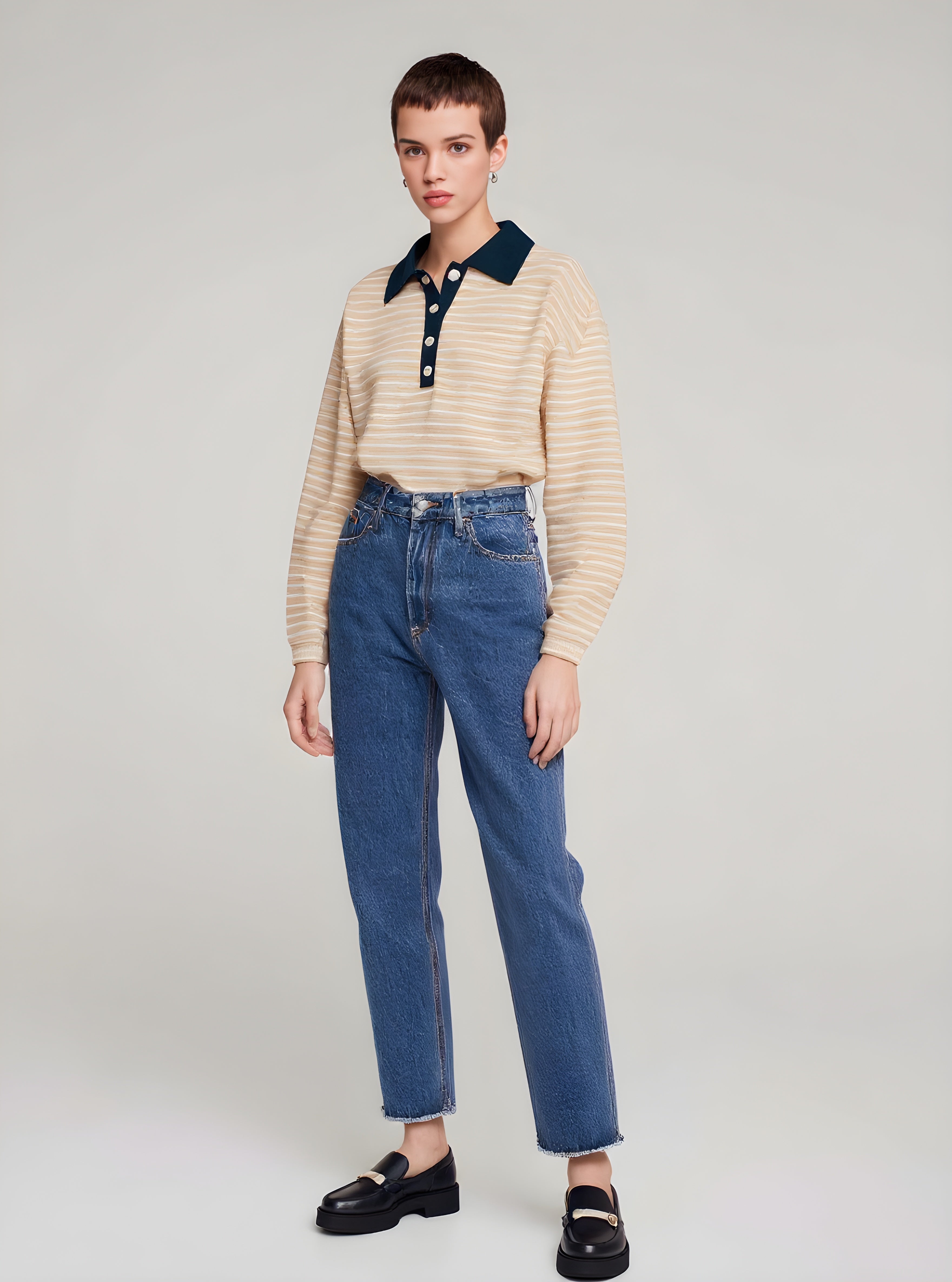 Women's T-Shirts Autumn Winter Fashion Daily 2025 Unique Stylish Striped Long Sleeve POLO Neck Casual T-Shirts