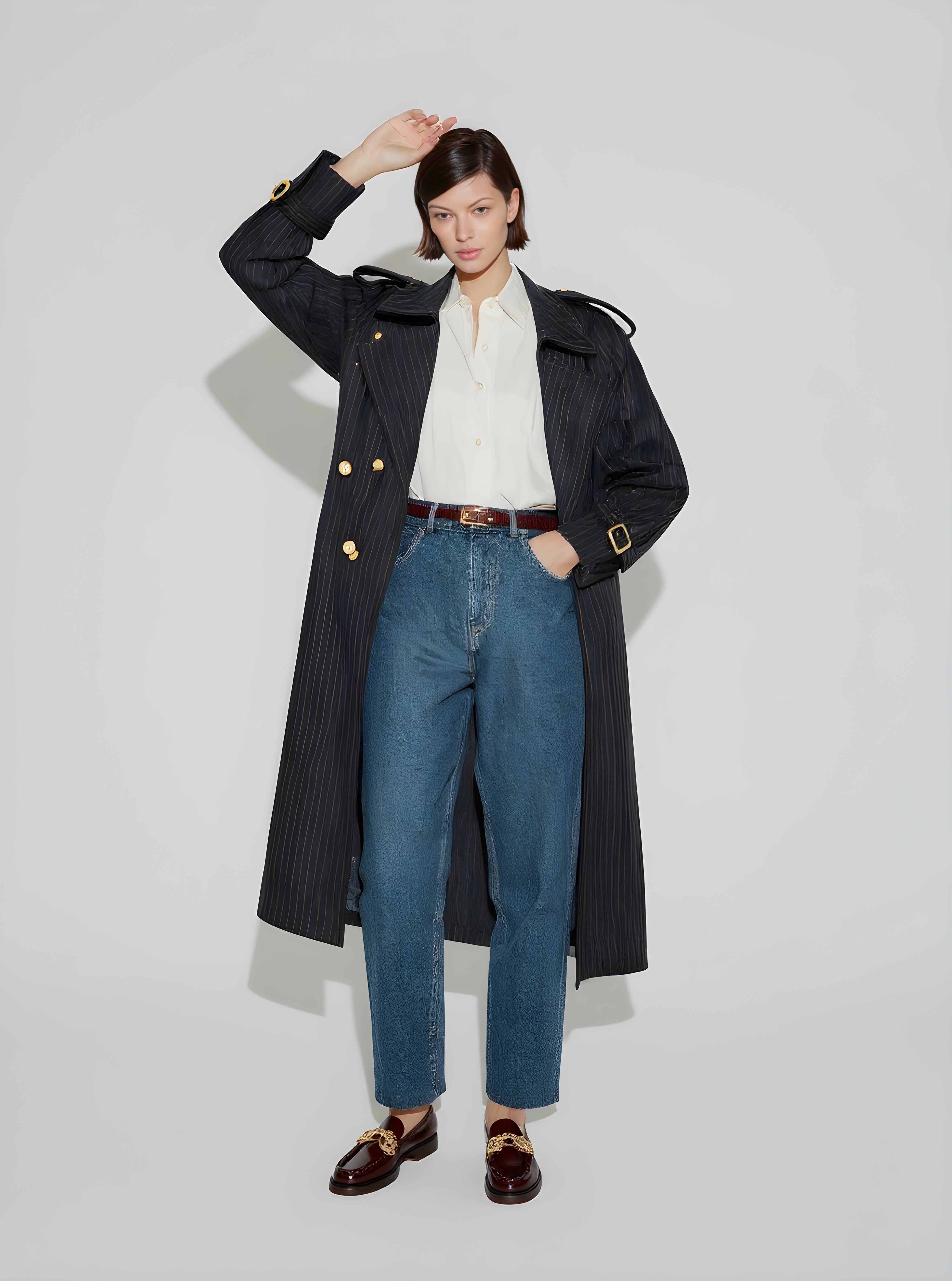 Women's Winter Jackets Autumn Winter Daily 2025 Y2k-Inspired Chic Striped Long Sleeve Turn-down Collar Casual Coats