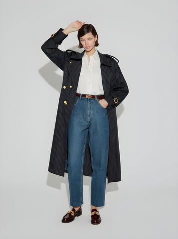 Women's Winter Jackets Autumn Winter Daily 2025 Y2k-Inspired Chic Striped Long Sleeve Turn-down Collar Casual Coats