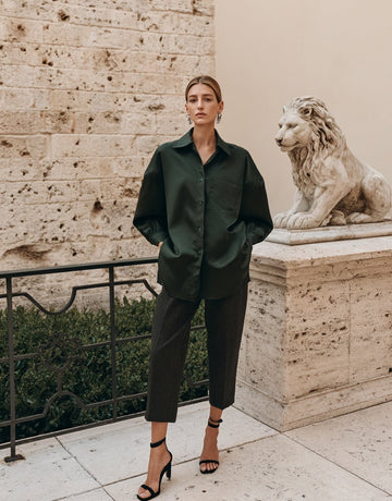 Women's Shirts 2025 Autumn Simple Decent Plain Single Breasted Button Front Lantern Sleeve Shirt Collar Casual Shirts