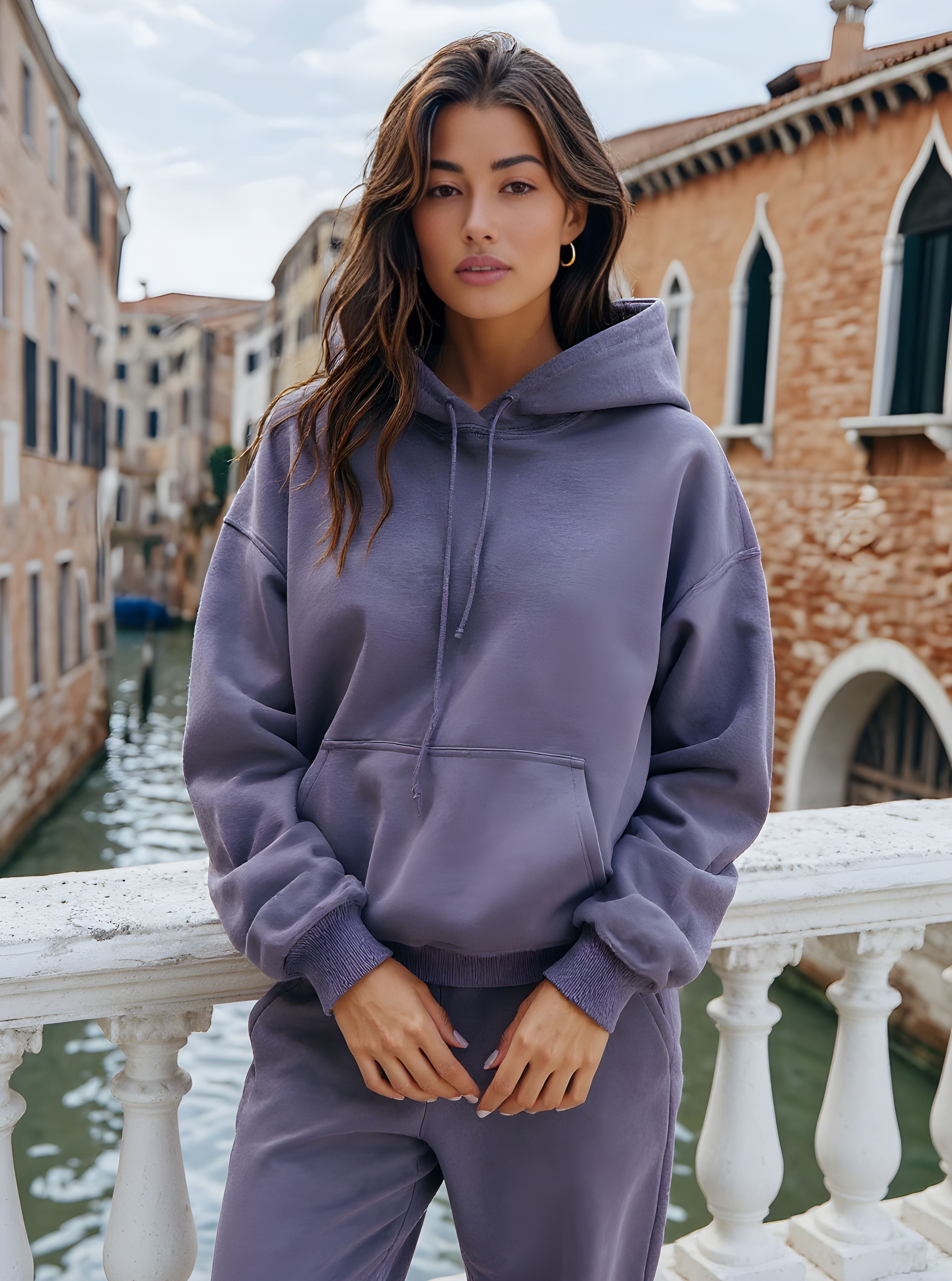 Women's Sweatshirts 2025 Autumn Winter Daily Basic Comfortable Plain Pockets Drop-Shoulder Sleeve Hooded Casual Hoodie