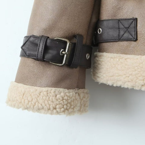 Women's Motorcycle Style Fur Jacket Early Spring Autumn Winter Temperament Explosion Mao Coat Stitching One