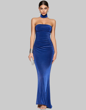 Autumn Winter Tight Fit Midi Dress Casual Off Shoulder Sleeveless Mid Long Skirt Style Women's Clothing Evening Dresses