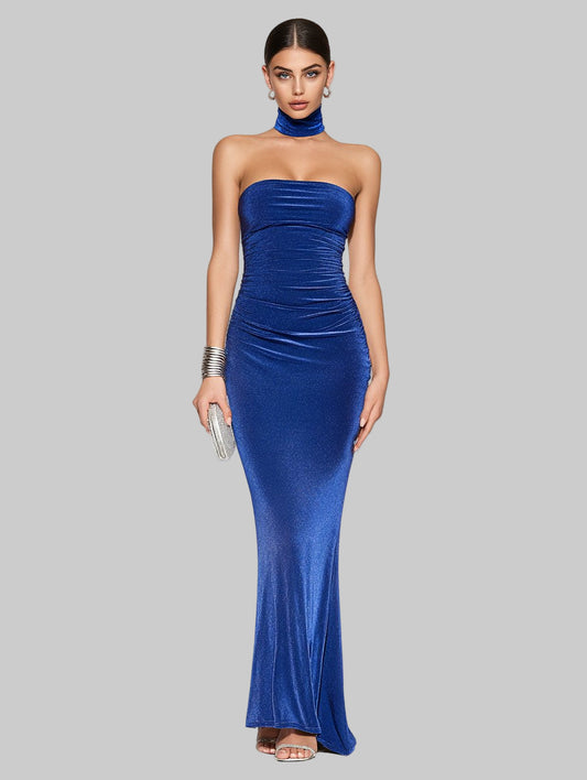 Autumn Winter Tight Fit Midi Dress Casual Off Shoulder Sleeveless Mid Long Skirt Style Women's Clothing Evening Dresses