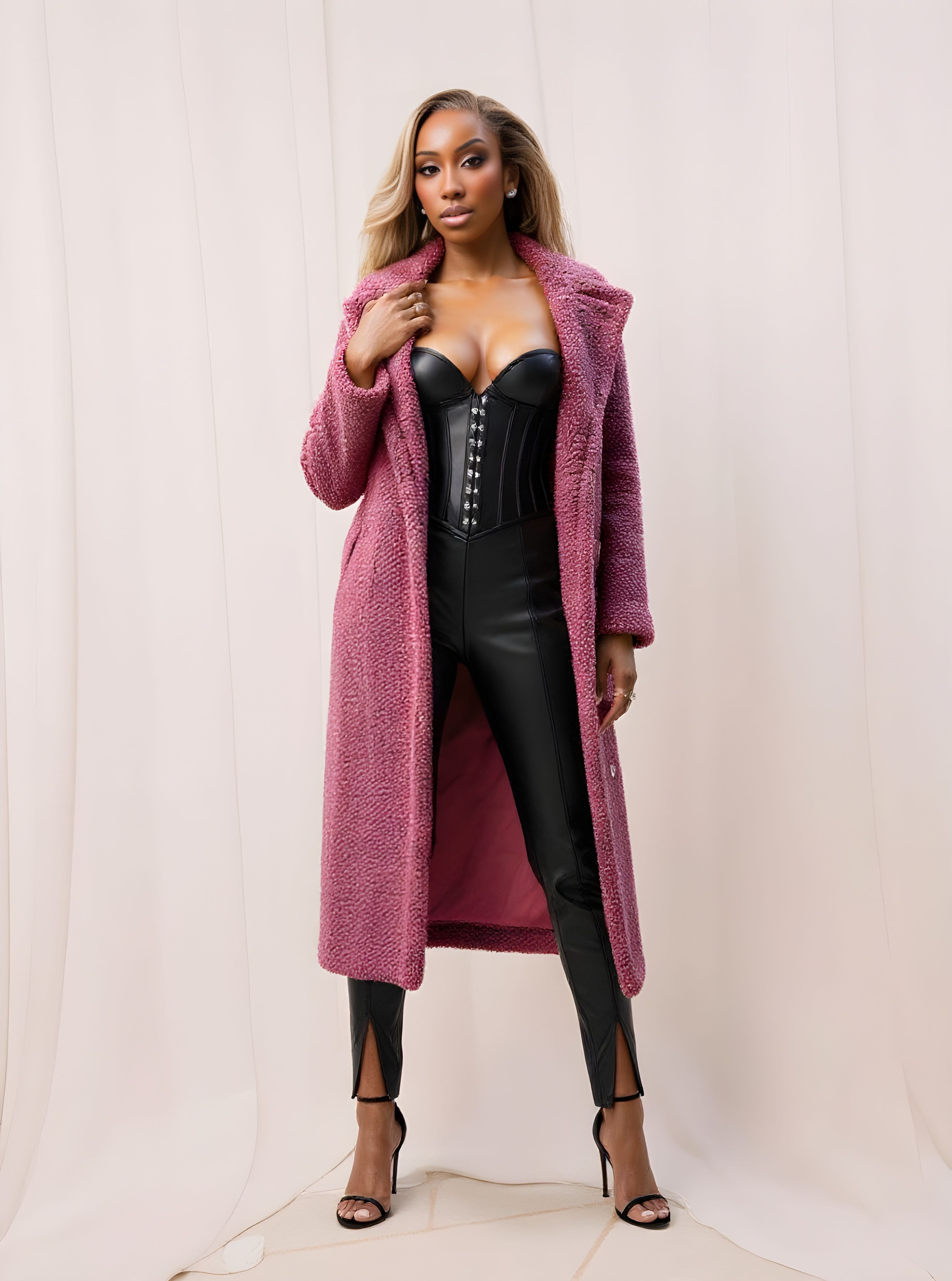 Fur One Women's Casual Style Autumn Winter Coat Fur And Leather Integrated Outerwear