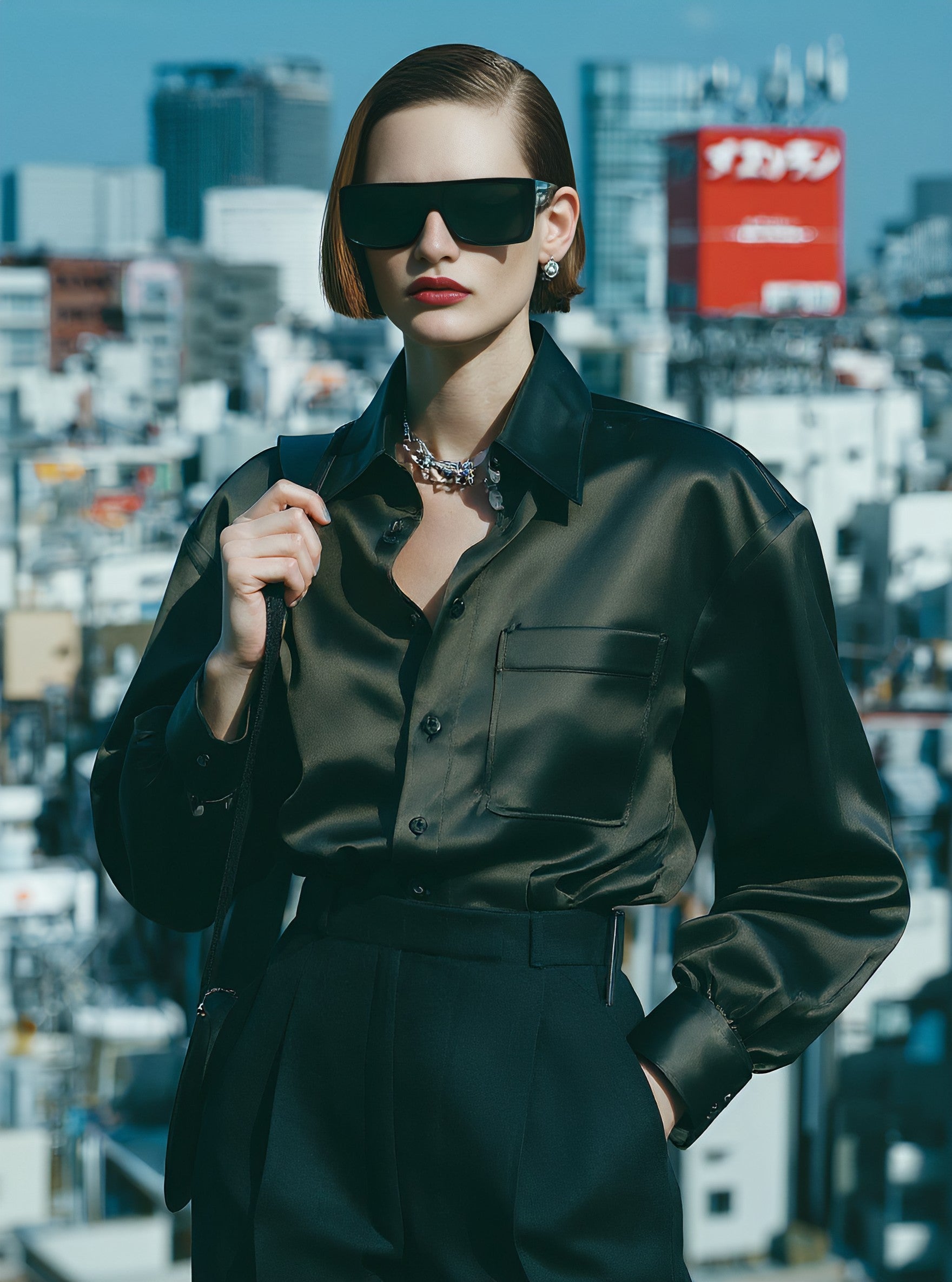 Autumn Casual Fit Shirt Collar Stand Neckline Regular Length Top Women's Fashion Comfortable Style Clothing