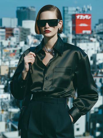 Autumn Casual Fit Shirt Collar Stand Neckline Regular Length Top Women's Fashion Comfortable Style Clothing