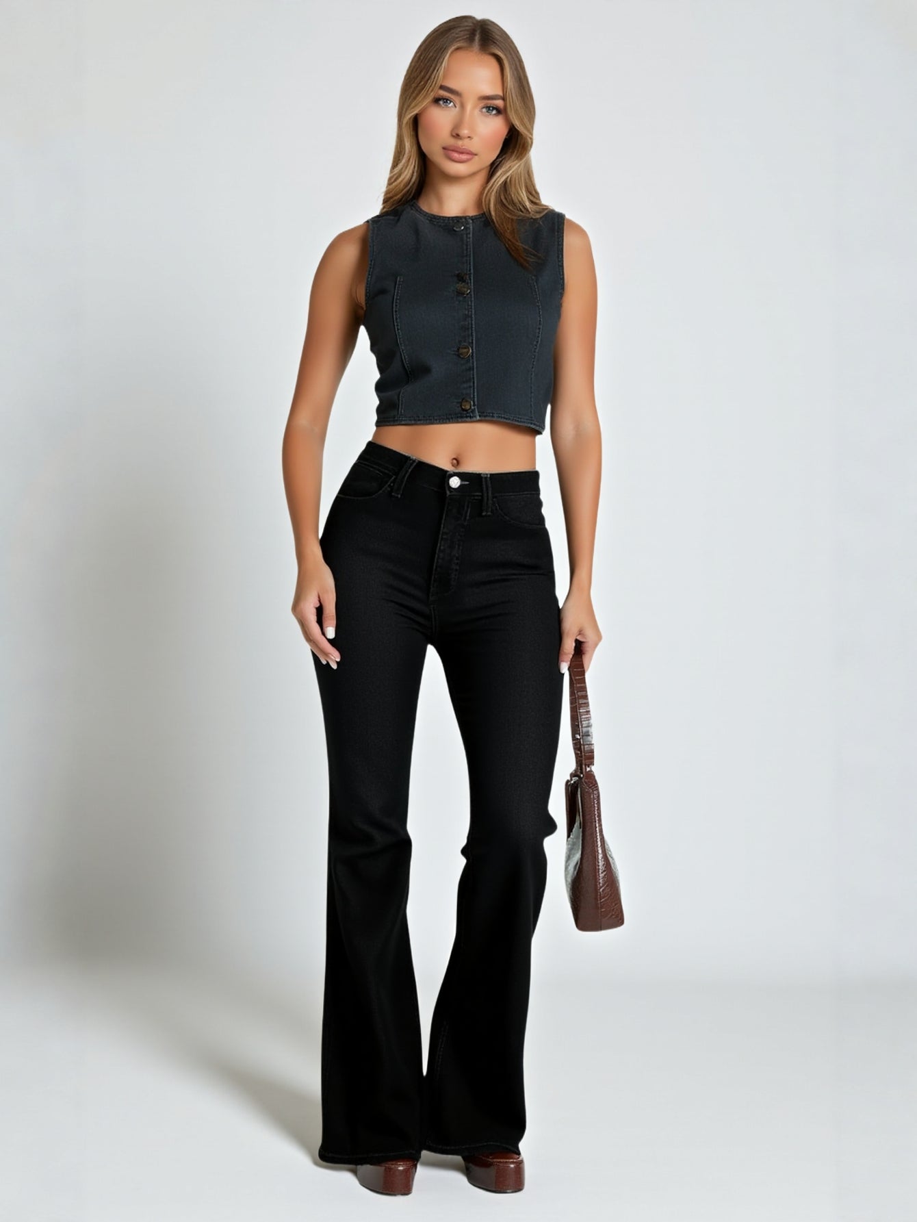 Slim Women's Denim Pants High Waist Horseshoe Design Fashion High Waist Pants Casual Trousers for Women