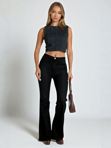 Slim Women's Denim Pants High Waist Horseshoe Design Fashion High Waist Pants Casual Trousers for Women