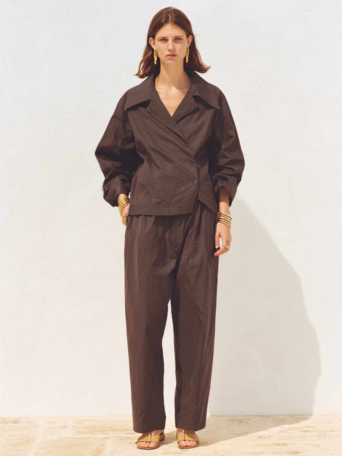 Women's Sets Autumn Winter Casual Fashion Solid Color Long Sleeve Lapel Full Length Pants Sets