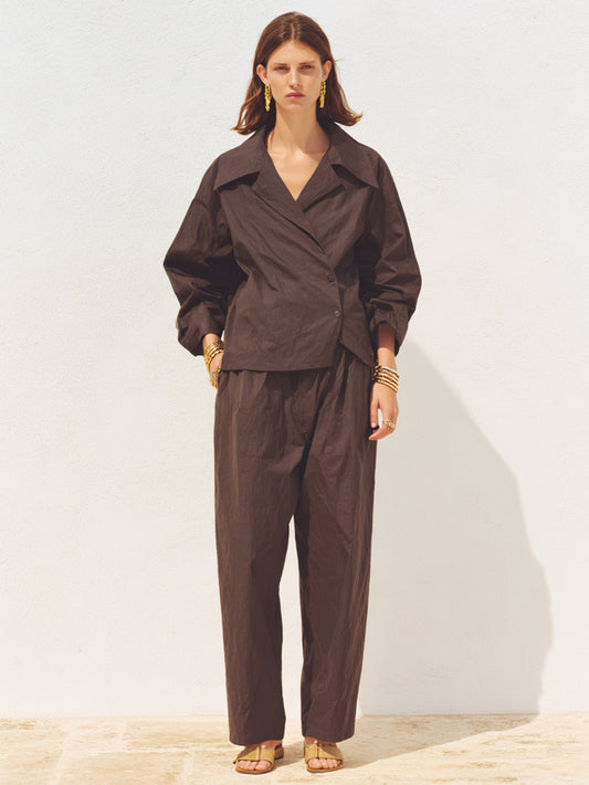 Women's Sets Autumn Winter Casual Fashion Solid Color Long Sleeve Lapel Full Length Pants Sets