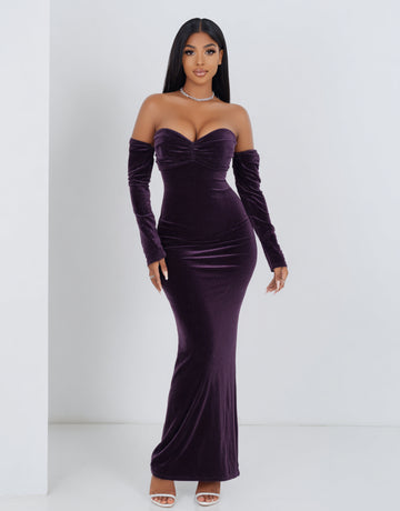 Women's 2025 Autumn Fashion Dresses Long Sleeve Off Shoulder Plain Party Skinny Fit Dresses