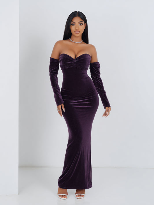 Women's 2025 Autumn Fashion Dresses Long Sleeve Off Shoulder Plain Party Skinny Fit Dresses