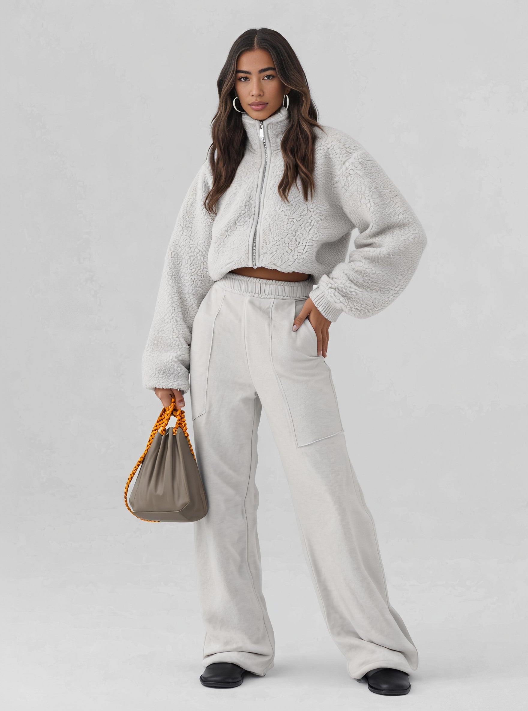 Women's Coat Autumn Winter Casual Style Soft Cozy Outerwear for Fall Winter Season Solid Color Long Sleeve High Neck