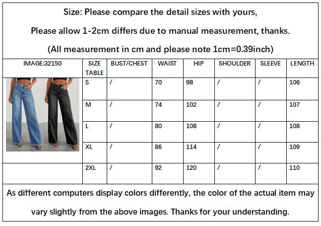 Women's Loose Wide Leg Jeans Side Stitched Hem Detail Fashion Casual Natural Waist Full Length Pants