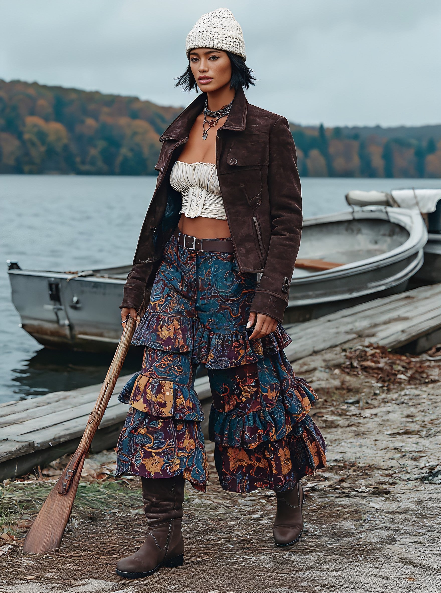 Spring Autumn Mid-Length Casual Skirt Regular Waistline A-Line Dress Stylish Elegant Women's Fashion Outerwear