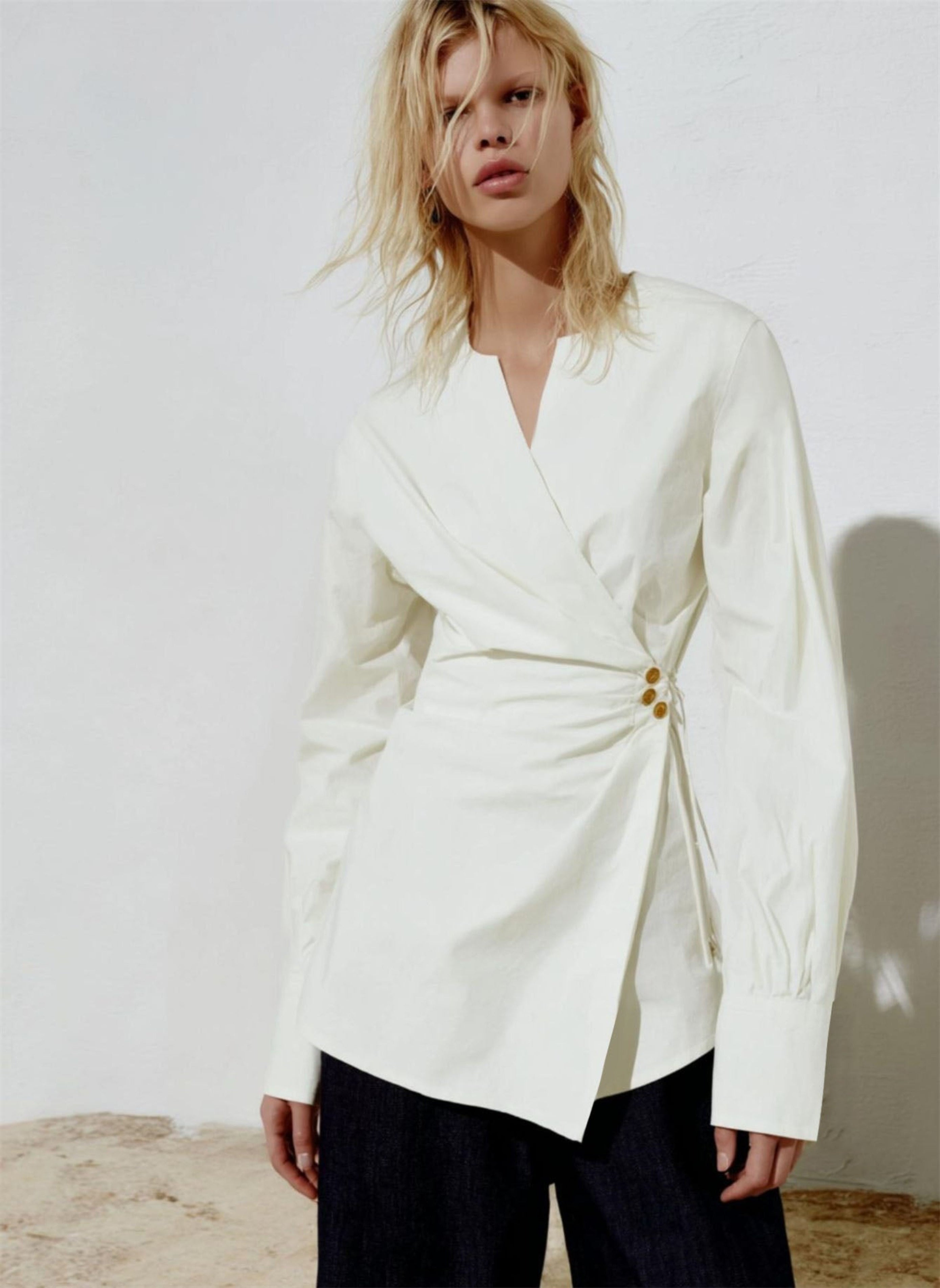 Autumn Shirts 2025 Women's Elegant Plain Long Sleeve Split Neck Nipped Waists Fitting Slim Office Lady Shirts