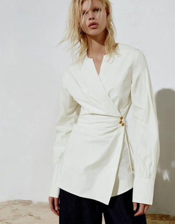 Autumn Shirts 2025 Women's Elegant Plain Long Sleeve Split Neck Nipped Waists Fitting Slim Office Lady Shirts