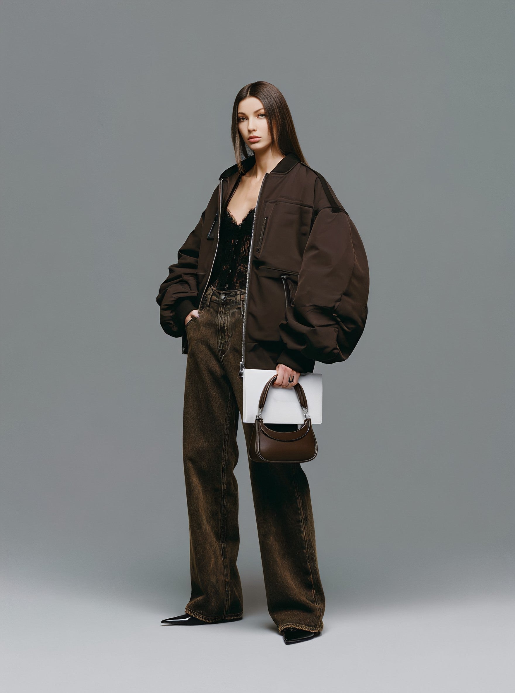 Cotton-Padded Jacket Long Sleeve Casual Style Straight Sleeve Winter Clothes Women's Top Regular Length Fashionable Outerwear