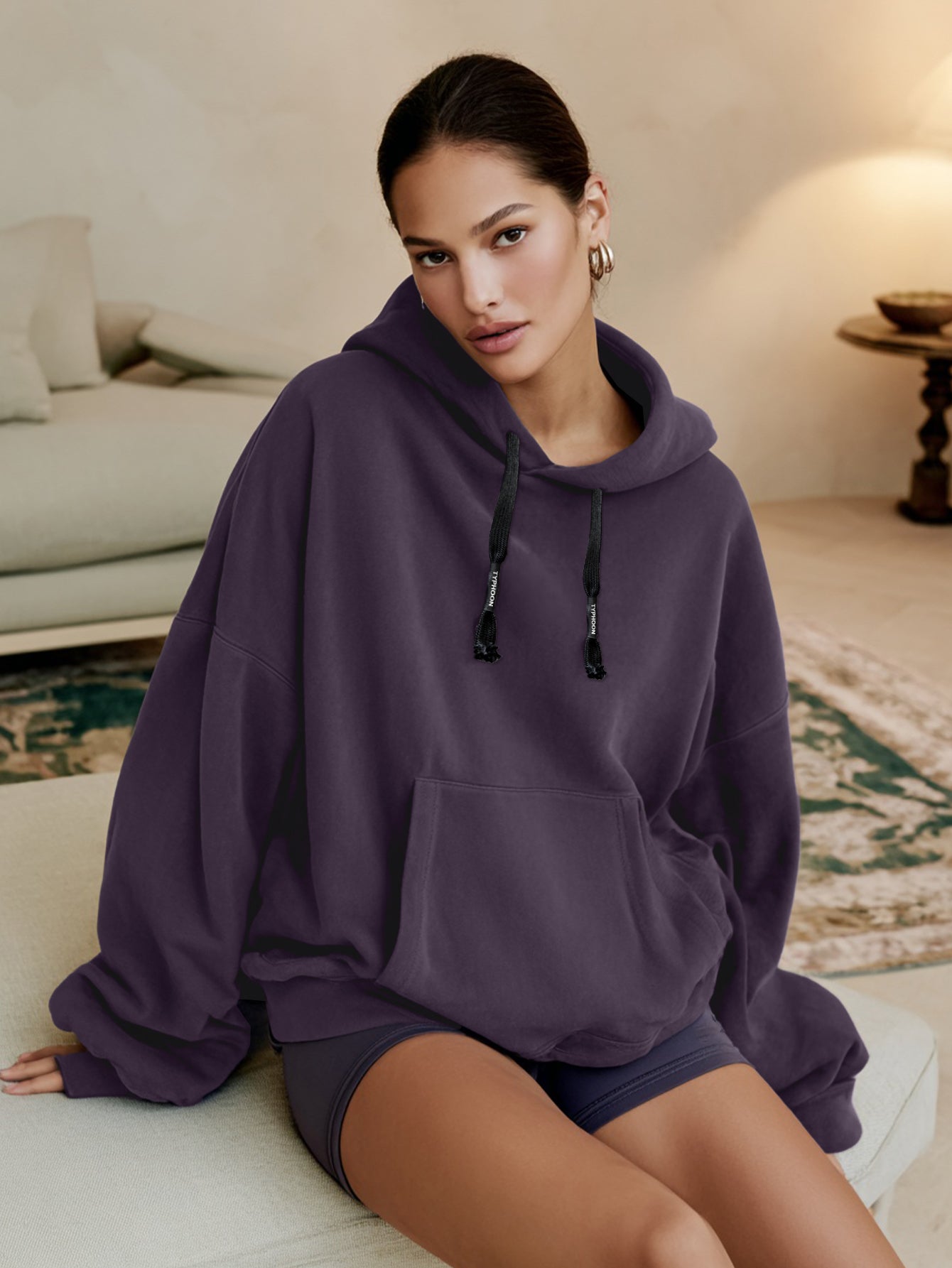 Women's Autumn Hoodie Casual Korean Solid Color Drawstring Long Sleeve Hooded Daily Hoodie