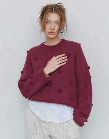 Loose Fit Long Sleeve Round Neck Sweater Winter Casual Style Straight Tube Sleeve Comfortable Length Regular Women's Top