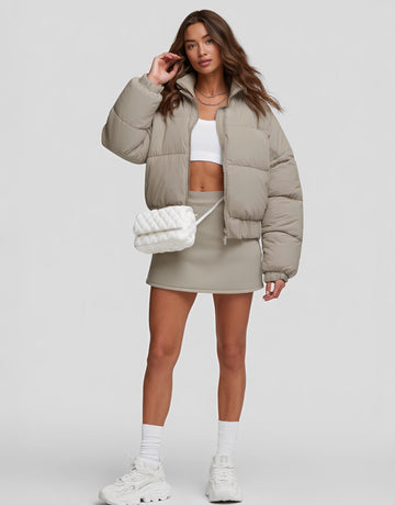 Cotton-Padded Jacket Long Sleeve Casual Style Autumn Winter Clothes Straight Tube Sleeve Regular Length Women's Top