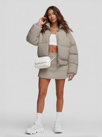 Cotton-Padded Jacket Long Sleeve Casual Style Autumn Winter Clothes Straight Tube Sleeve Regular Length Women's Top