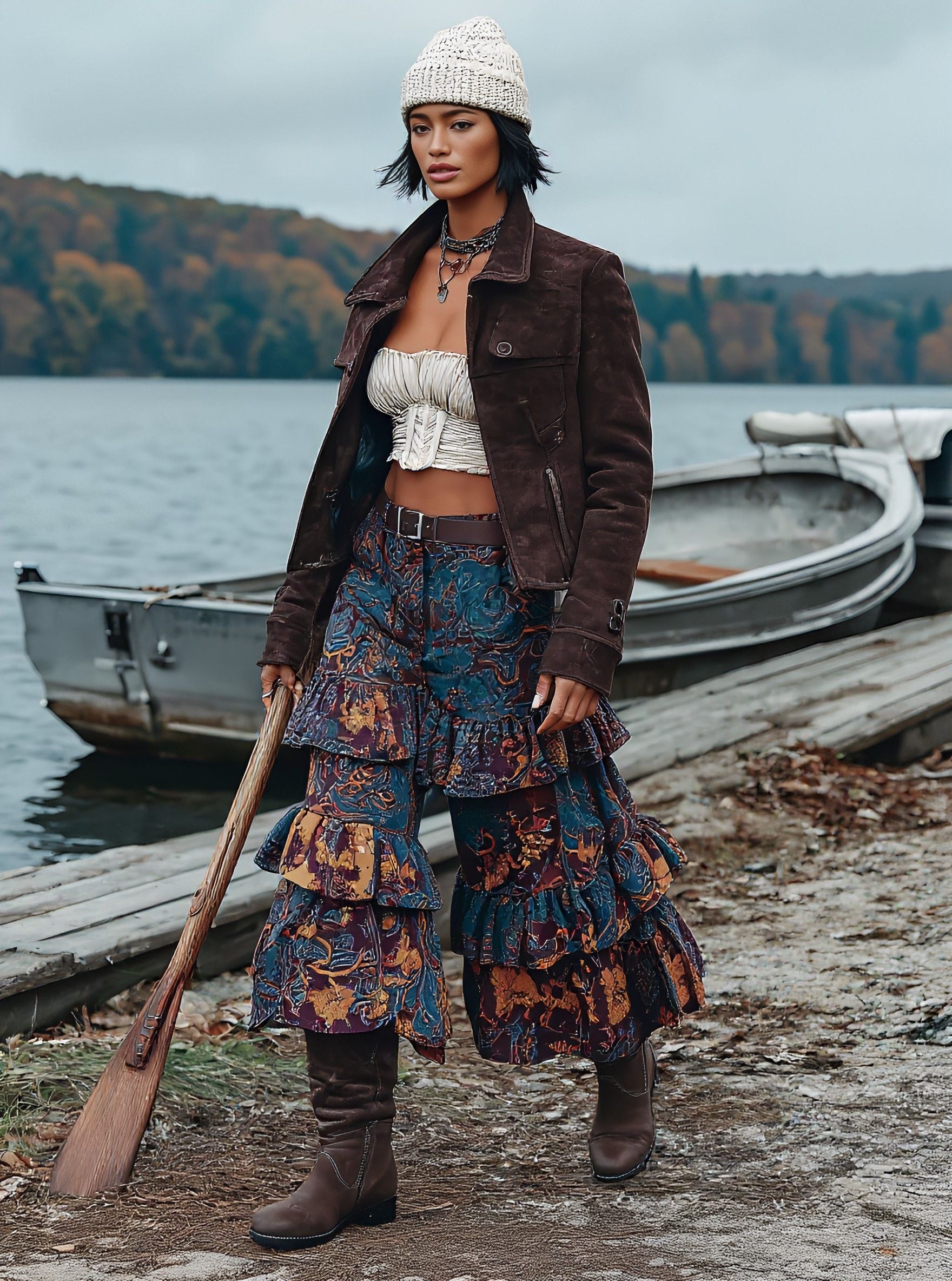 Spring Autumn Mid-Length Casual Skirt Regular Waistline A-Line Dress Stylish Elegant Women's Fashion Outerwear