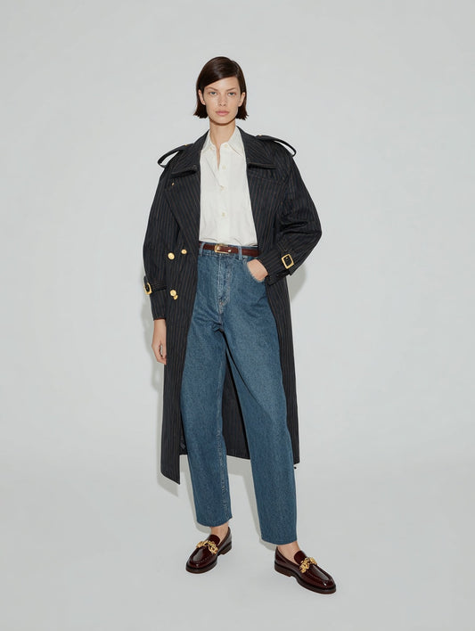 Women's Winter Jackets Autumn Winter Daily 2025 Y2k-Inspired Chic Striped Long Sleeve Turn-down Collar Casual Coats