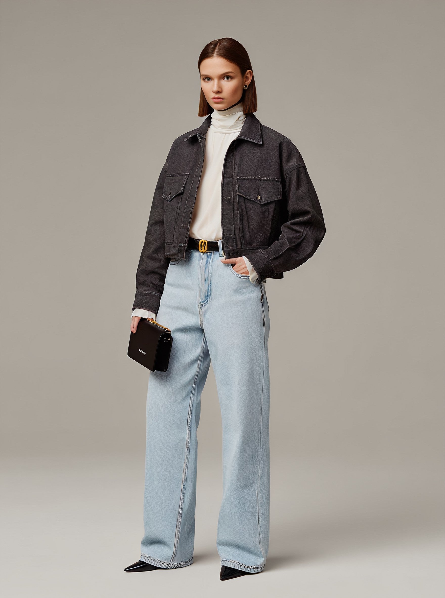 Casual Denim Jacket Autumn Style Women's Fashion Outerwear Casual Loose Fit Classic Blue Denim Coat For Ladies