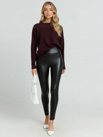 Autumn Winter Women's Leggings Cool-Sweet Fitting Slim Solid Color High Waist Slim Ankle Streetwear Leggings