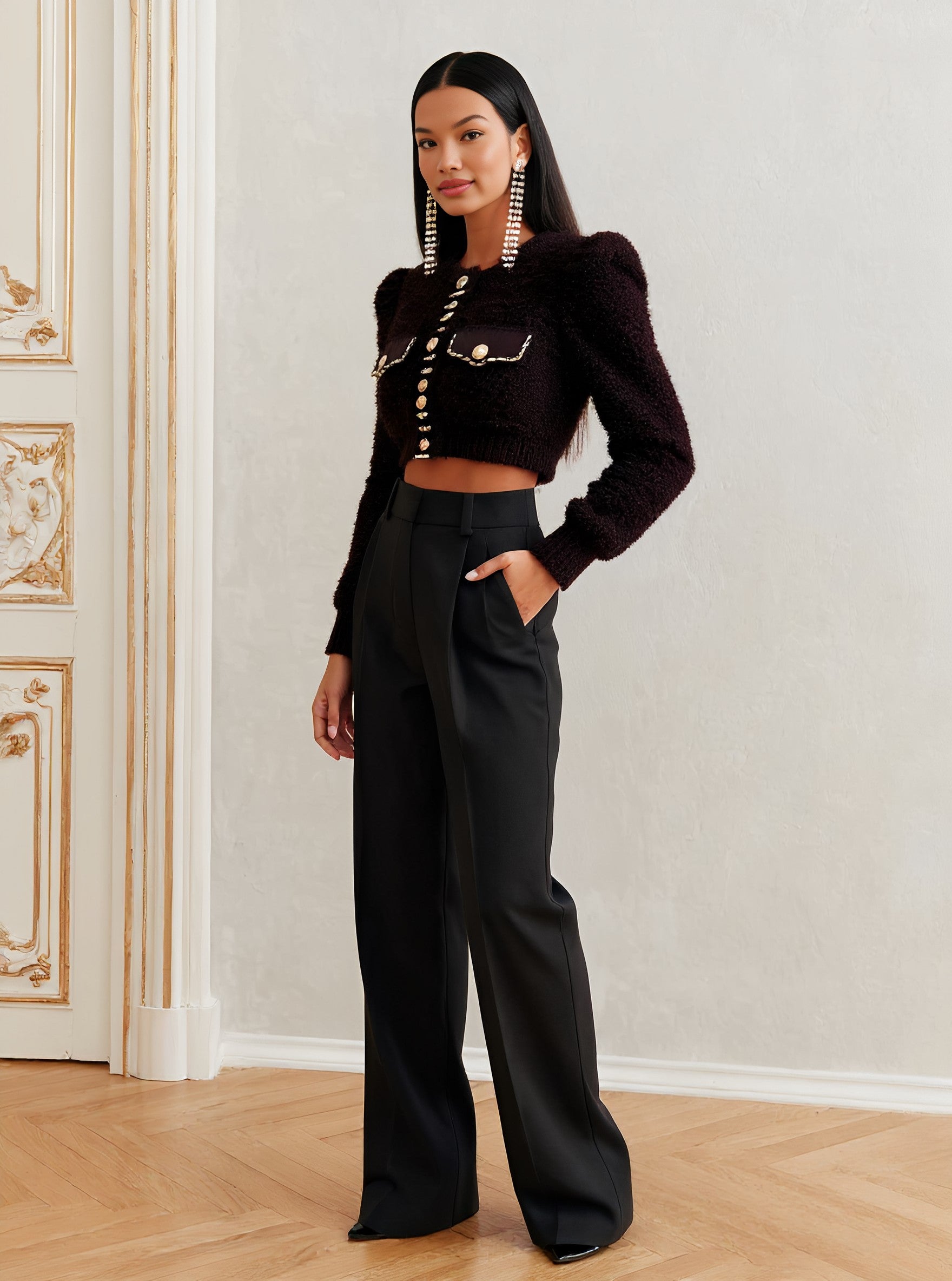 Casual Straight Leg Pants Full Length Tight Fit Mid Waist Autumn Fashion Women's Bottom Wear Comfortable Loose Trousers