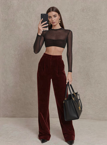 Casual Straight Leg Pants Full Length Regular Fit Autumn Fashion Women's Bottom Wear Comfortable Mid Waist Trousers