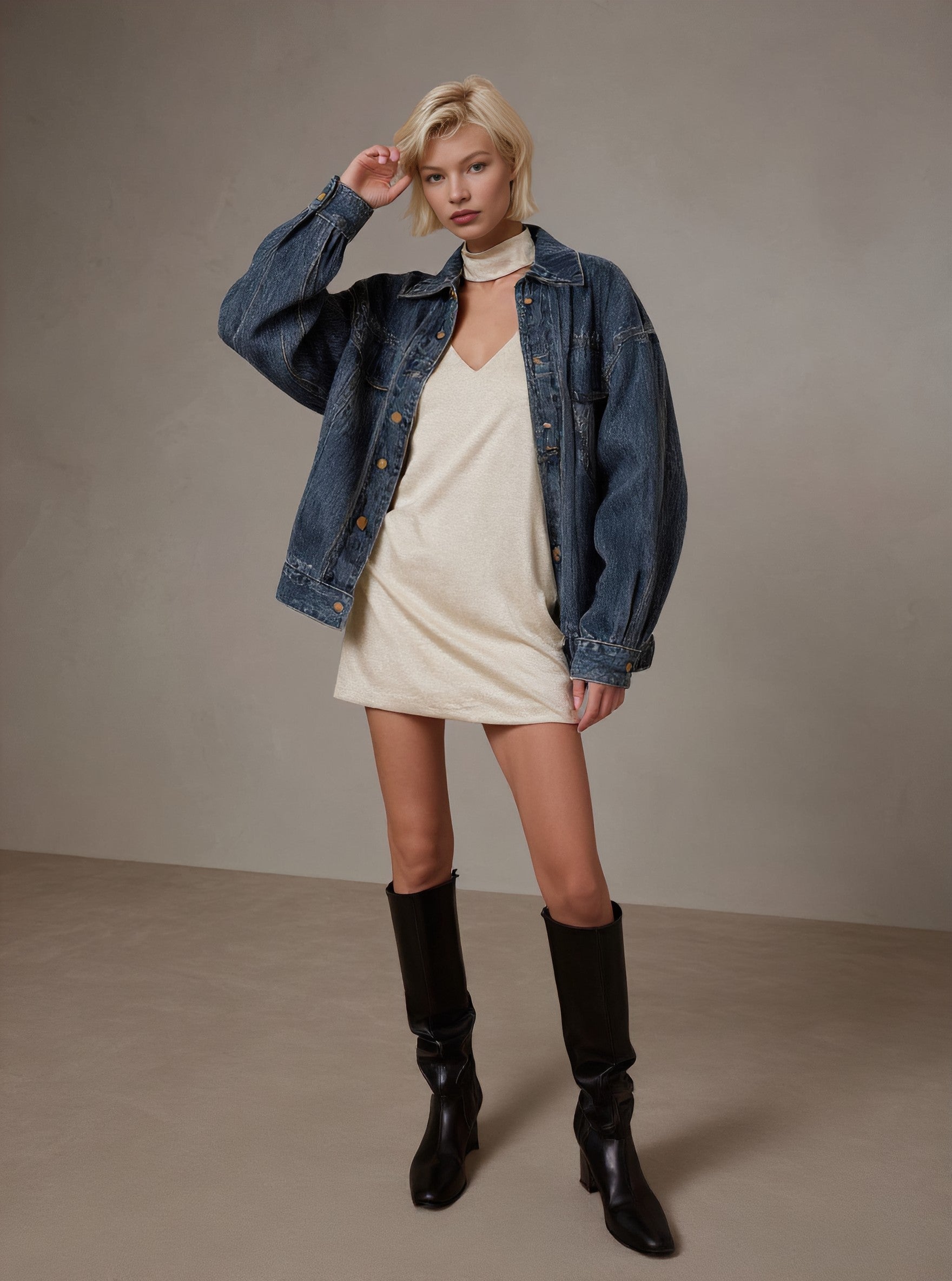 Casual Denim Jacket Autumn Style Women's Fashion Outerwear Casual Loose Fit Classic Blue Denim Coat For Ladies