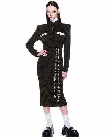 Casual Collar Suit Skirt Set Autumn Fashion Women's Ensemble Casual Style Turn-down Collar Skirt Suit for Autumn Season