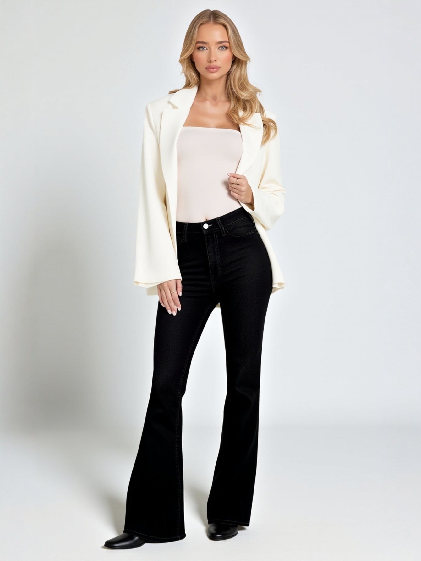 Slim Women's Denim Pants High Waist Horseshoe Design Fashion High Waist Pants Casual Trousers for Women