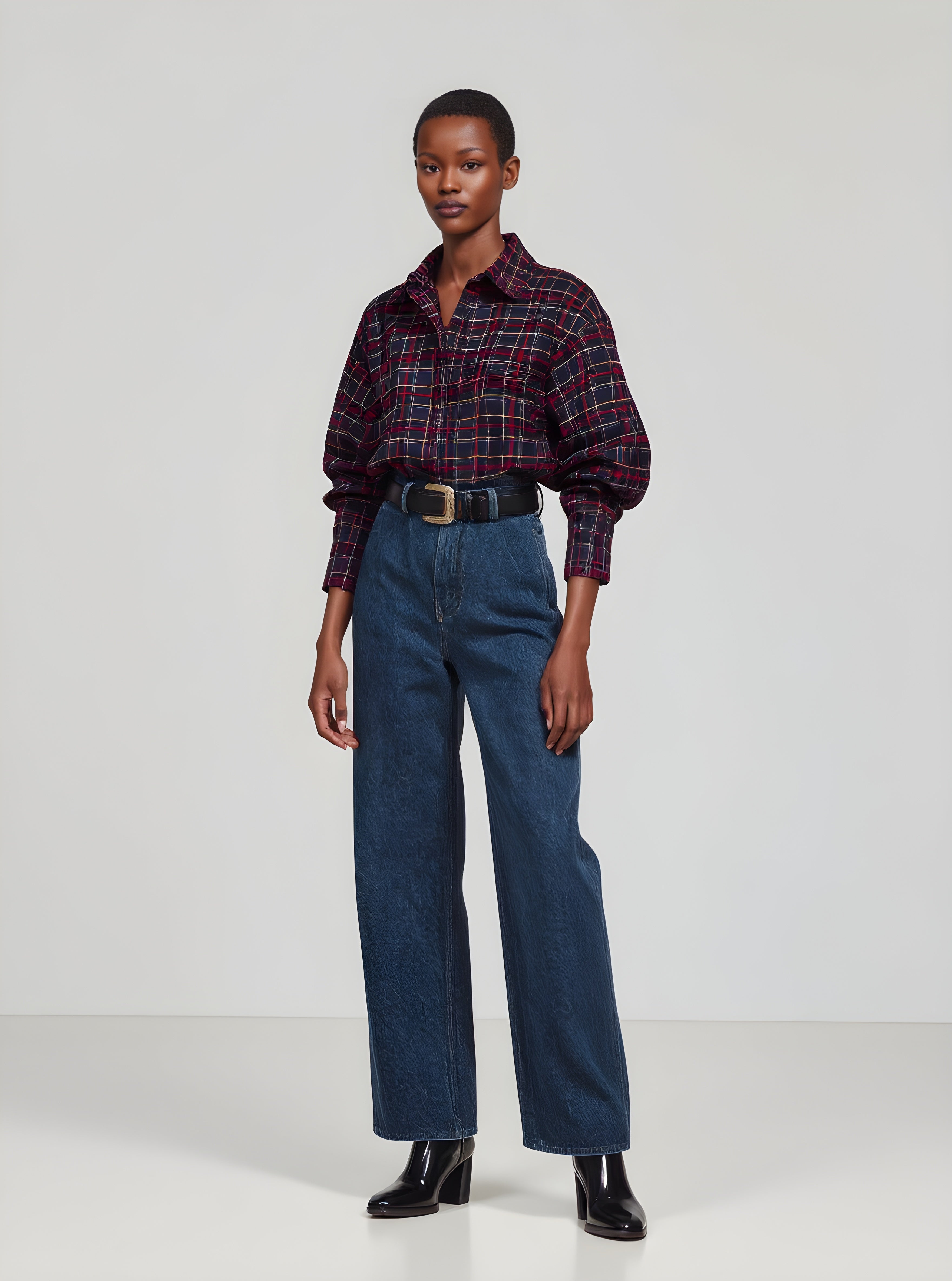 Women's Shirts Autumn Winter 2025 Charming Graceful Checked Long Sleeve Turn-down Collar Casual Shirts