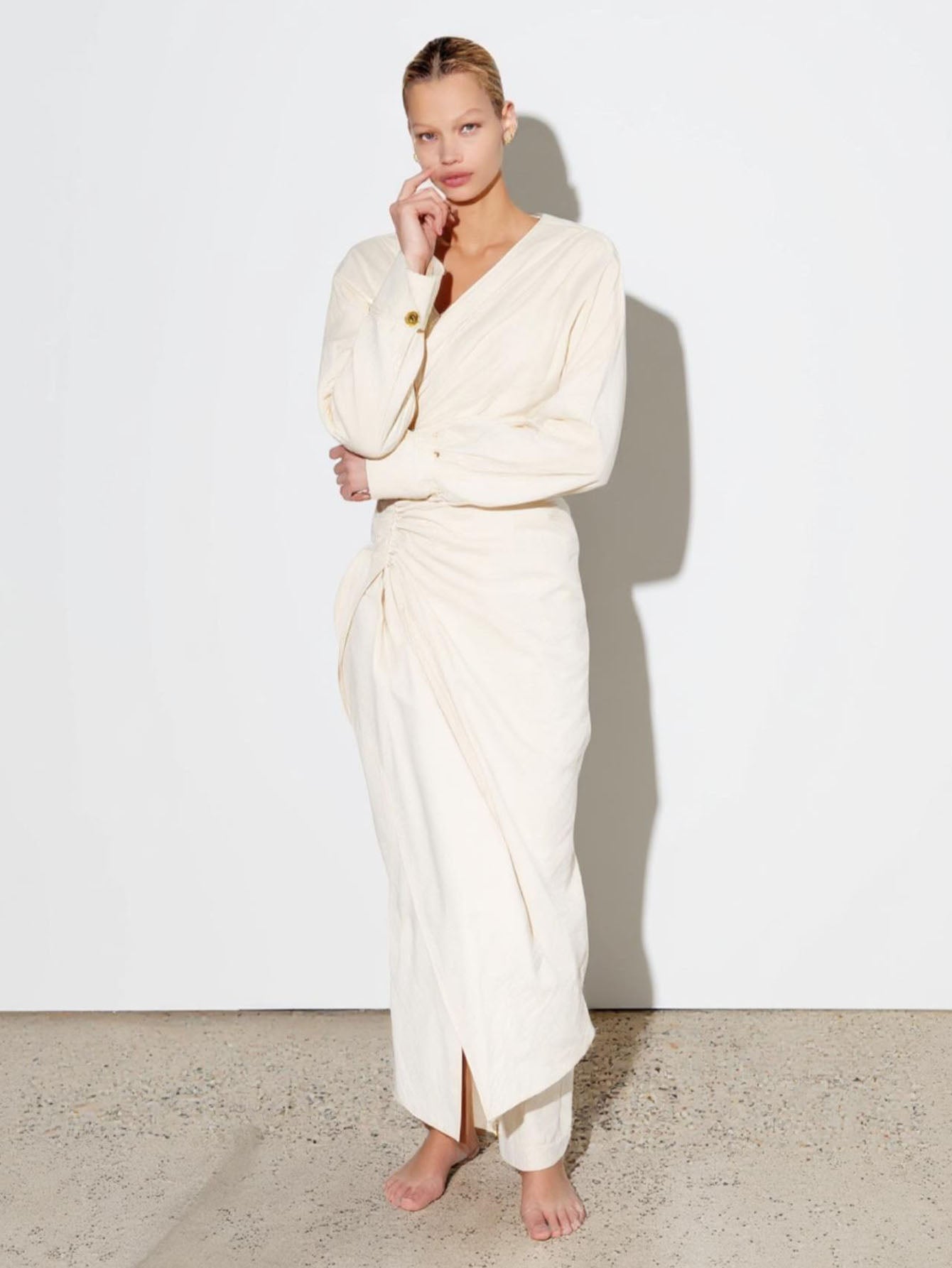 Autumn Dresses 2025 Women's Elegant Plain Long Sleeve V-Neck A-Line Midi Dating Dresses