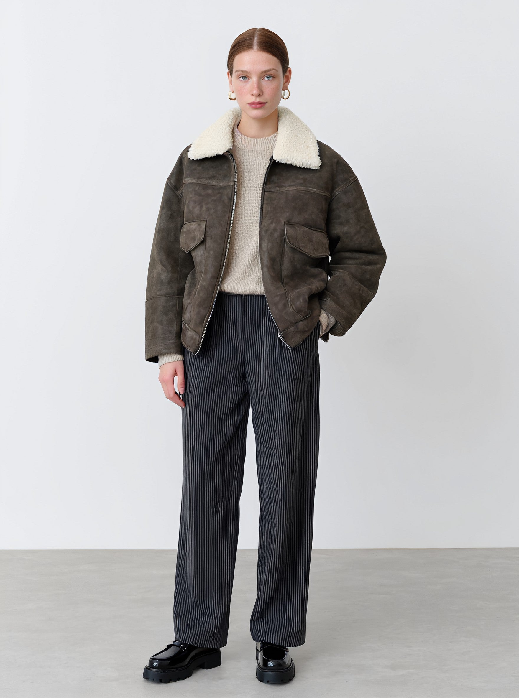 Casual Collared Winter Jacket Women's Topwear Fashion Style Flip Collar Outerwear for Cold Weather Seasons