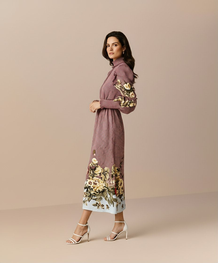 Autumn Winter Casual Dress Mid-Length A-Line Skirt Round Neck Lamb Sleeve Body-Fitting Women's Clothing