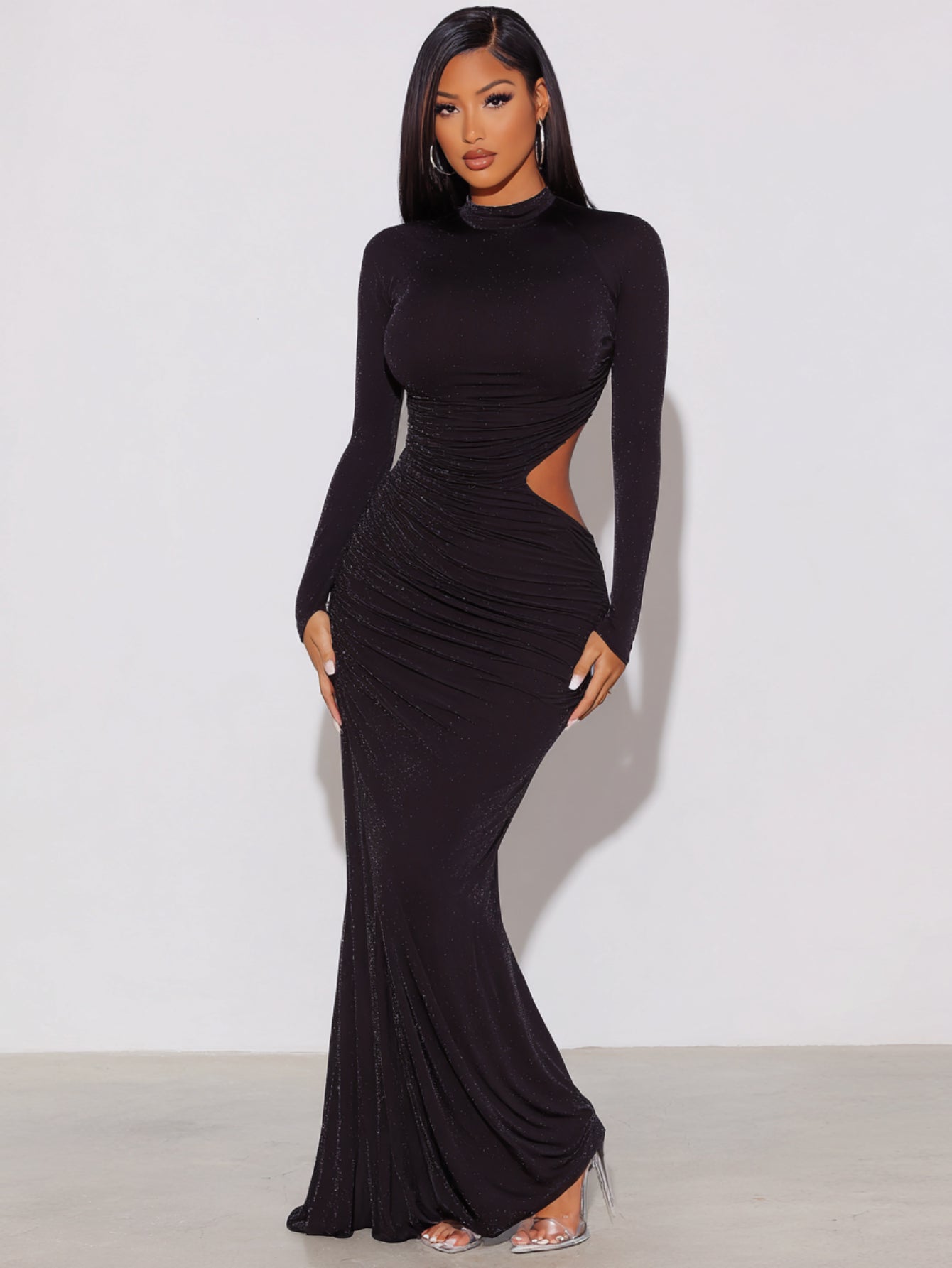 Women's 2025 Autumn Fashion Dresses Long Sleeve Round Neck Plain Party Skinny Fit Dresses