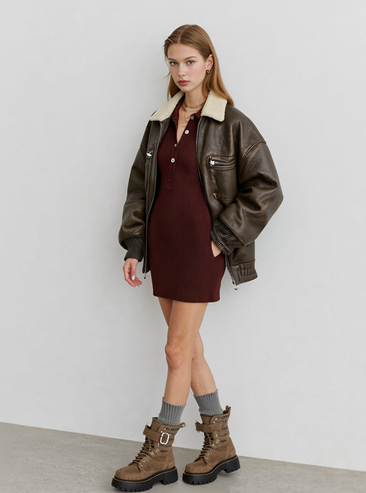 Women's Casual Leather Coat Winter Clothes Stylish Outerwear for Autumn And Winter Seasons