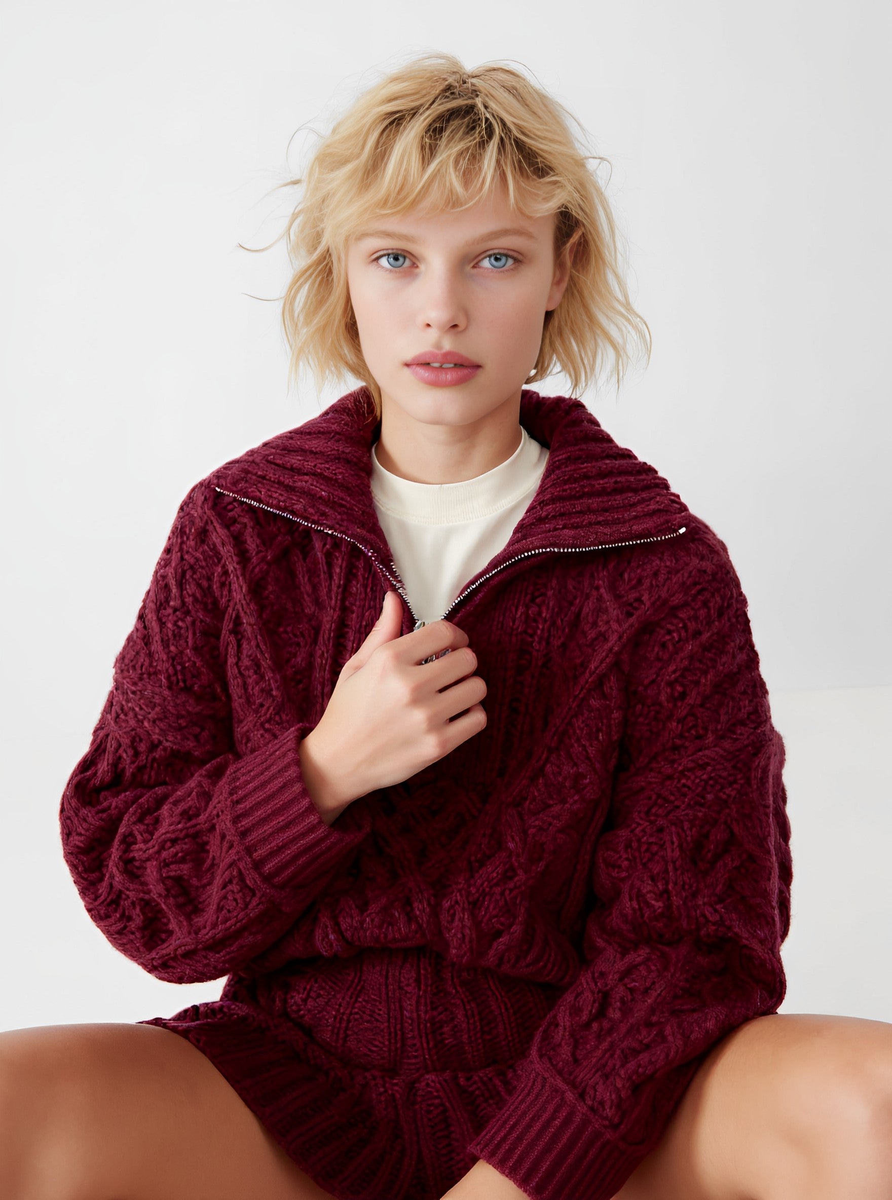 Loose Fit Long Sleeve Sweater Casual Style Turn-down Collar Straight Tube Sleeve Winter Clothes Women's Top Fashion Trend